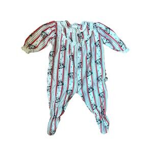 Vintage Disney Store Mickey Mouse Christmas Ruffle Bum Sleeper Size L Red Green.